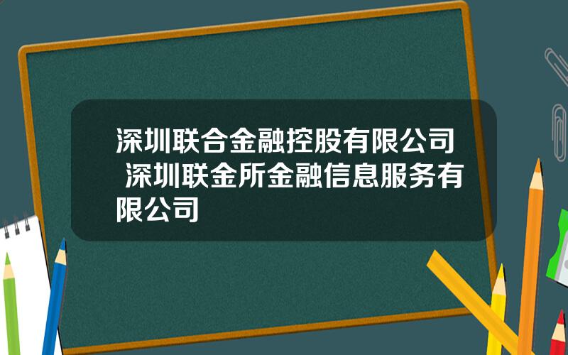 深圳联合金融控股有限公司 深圳联金所金融信息服务有限公司